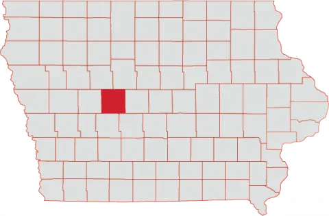 Map of Iowa with Greene County highlighted