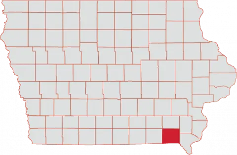 Map of Iowa with Van Buren County highlighted